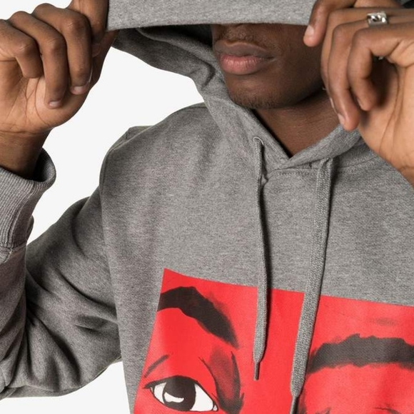 JW Anderson, Eyes Printed Hoodie, Heather Grey - Picture 3 of 11